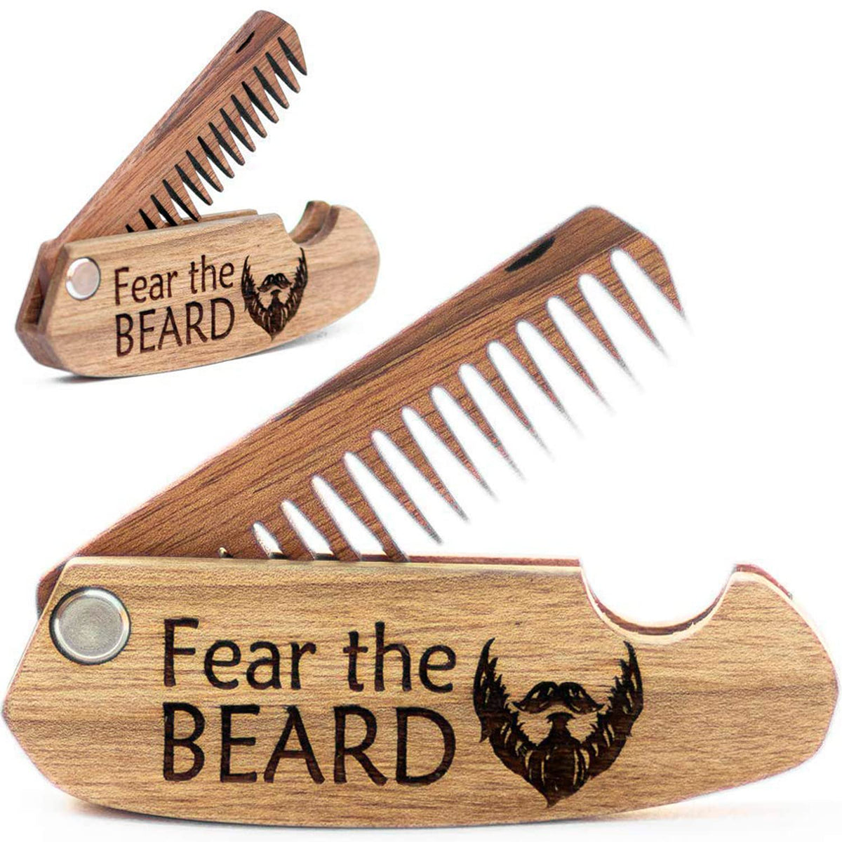Enjoy The Wood foldable beard comb in walnut for on-the-go grooming