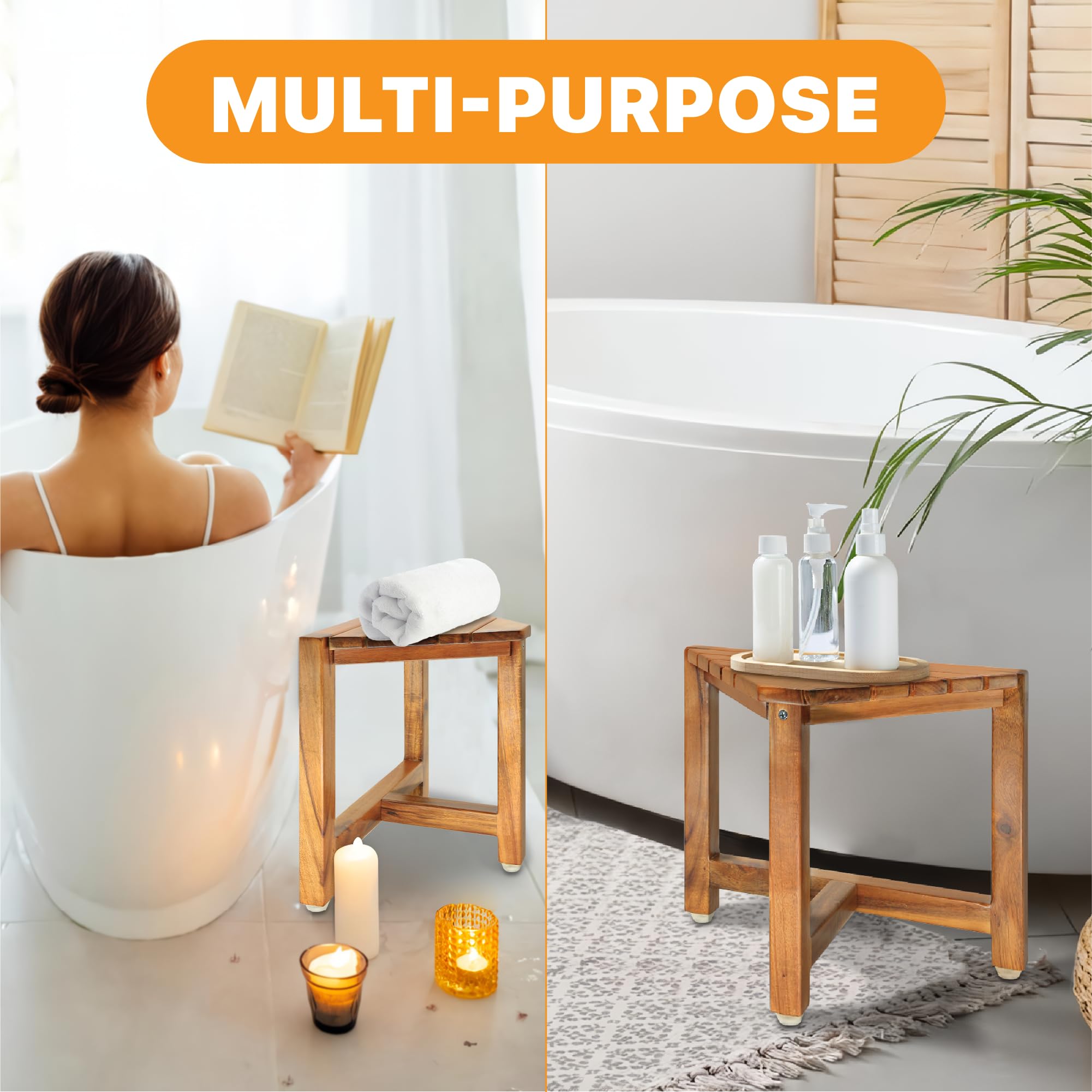 ENKEZI Shower Foot Rest corner-storage capability keeps essentials accessible