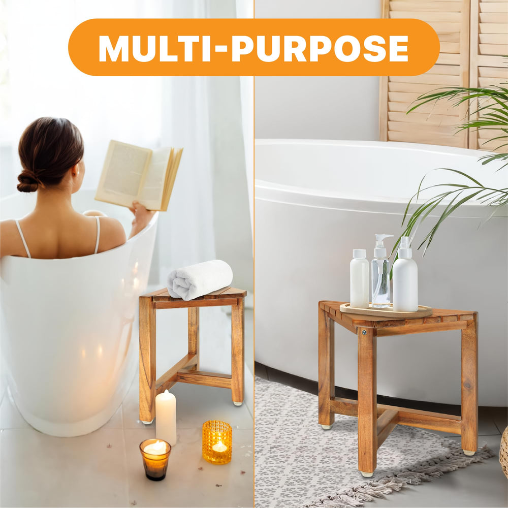 ENKEZI Shower Foot Rest corner-storage capability keeps essentials accessible
