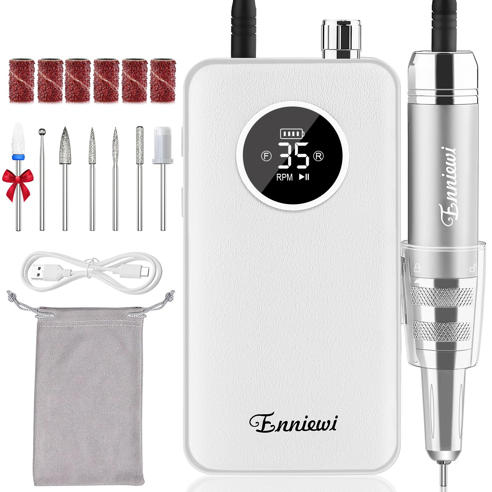 Enniewi nail drill 35000rpm cordless for precise acrylic removal and shaping