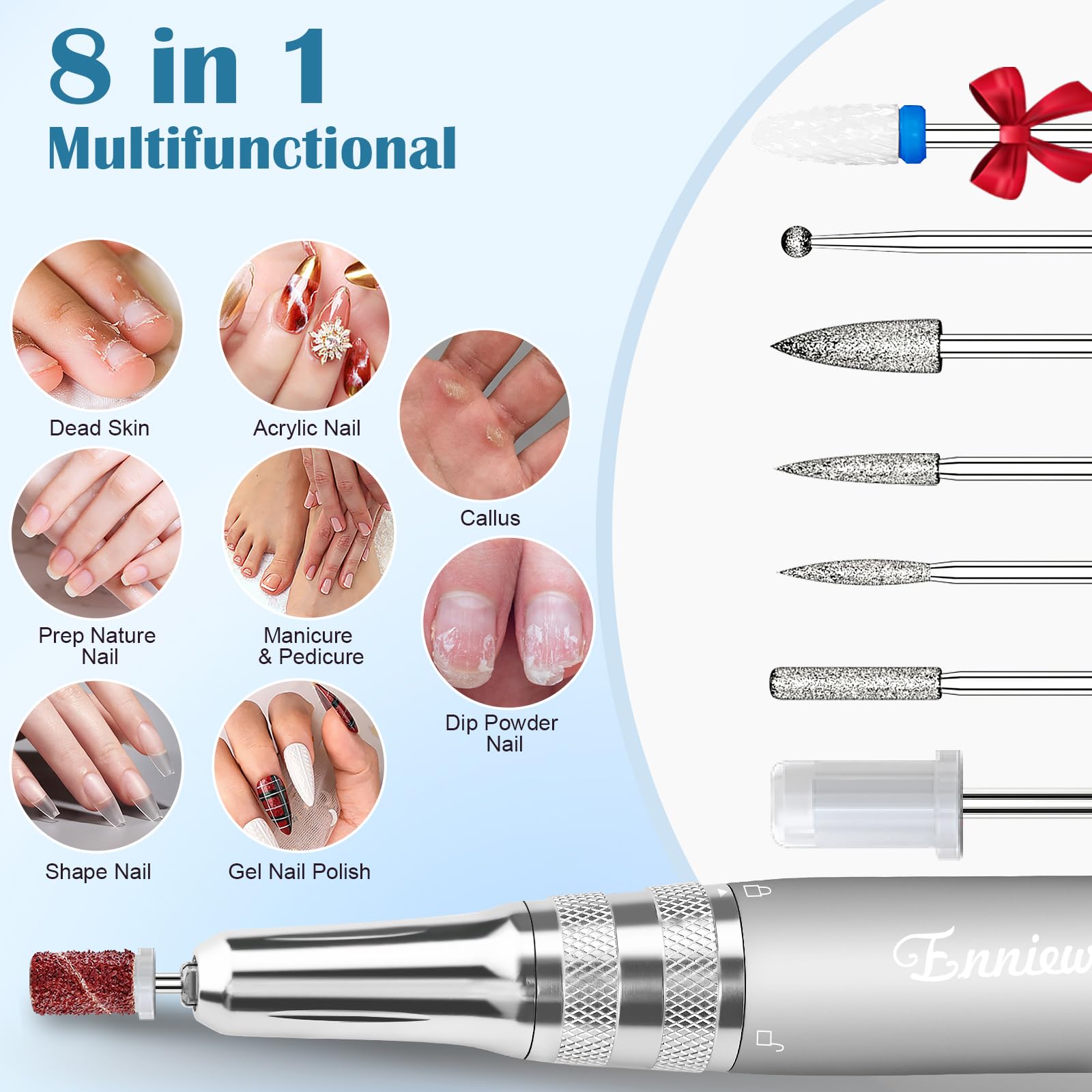 Enniewi nail drill ceramic bit adds versatile removal of lifted gels