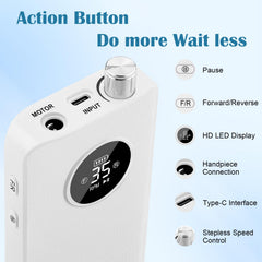 Enniewi nail drill pause button allows safe bit changes during use