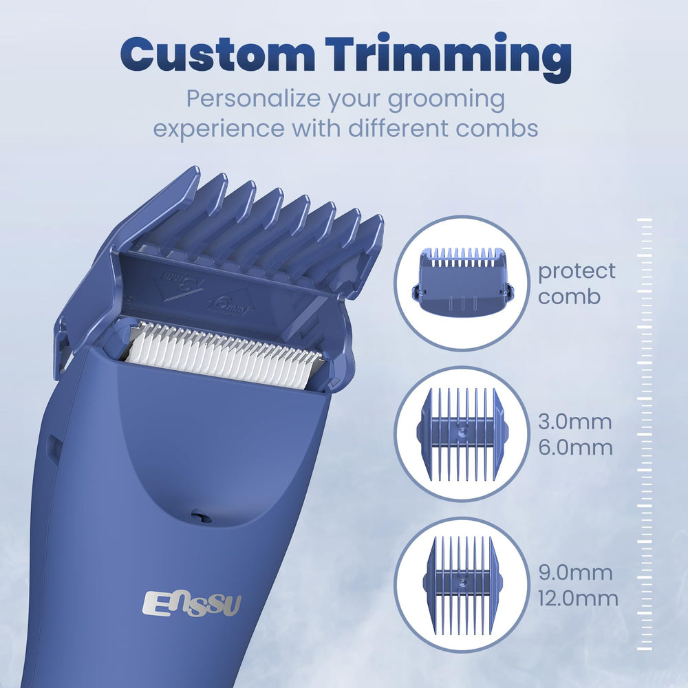 ENSSU Manscape Trimmer ceramic blades deliver smooth, comfortable trims.