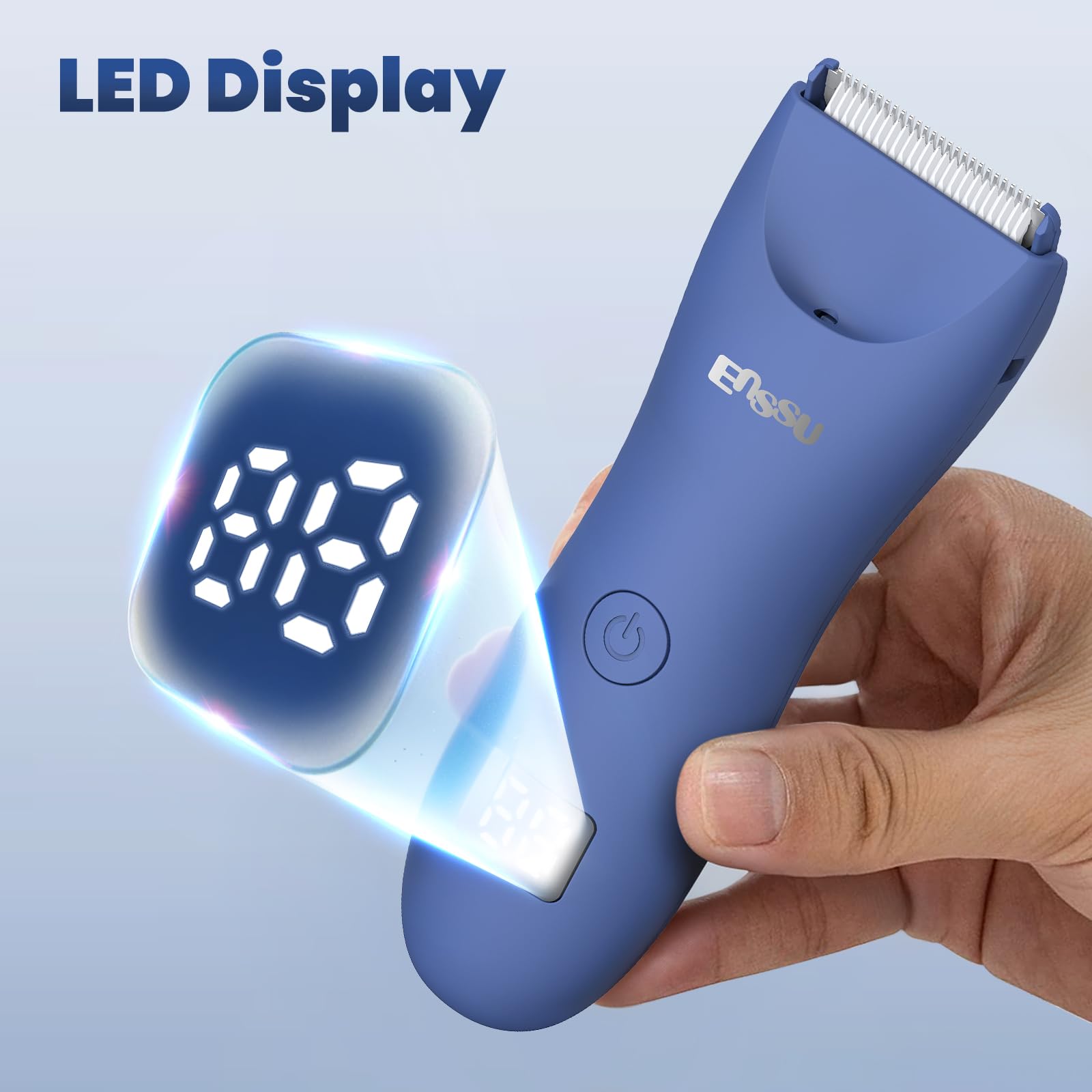 ENSSU Manscape Trimmer ergonomic grip maintains secure handling during wet grooming.