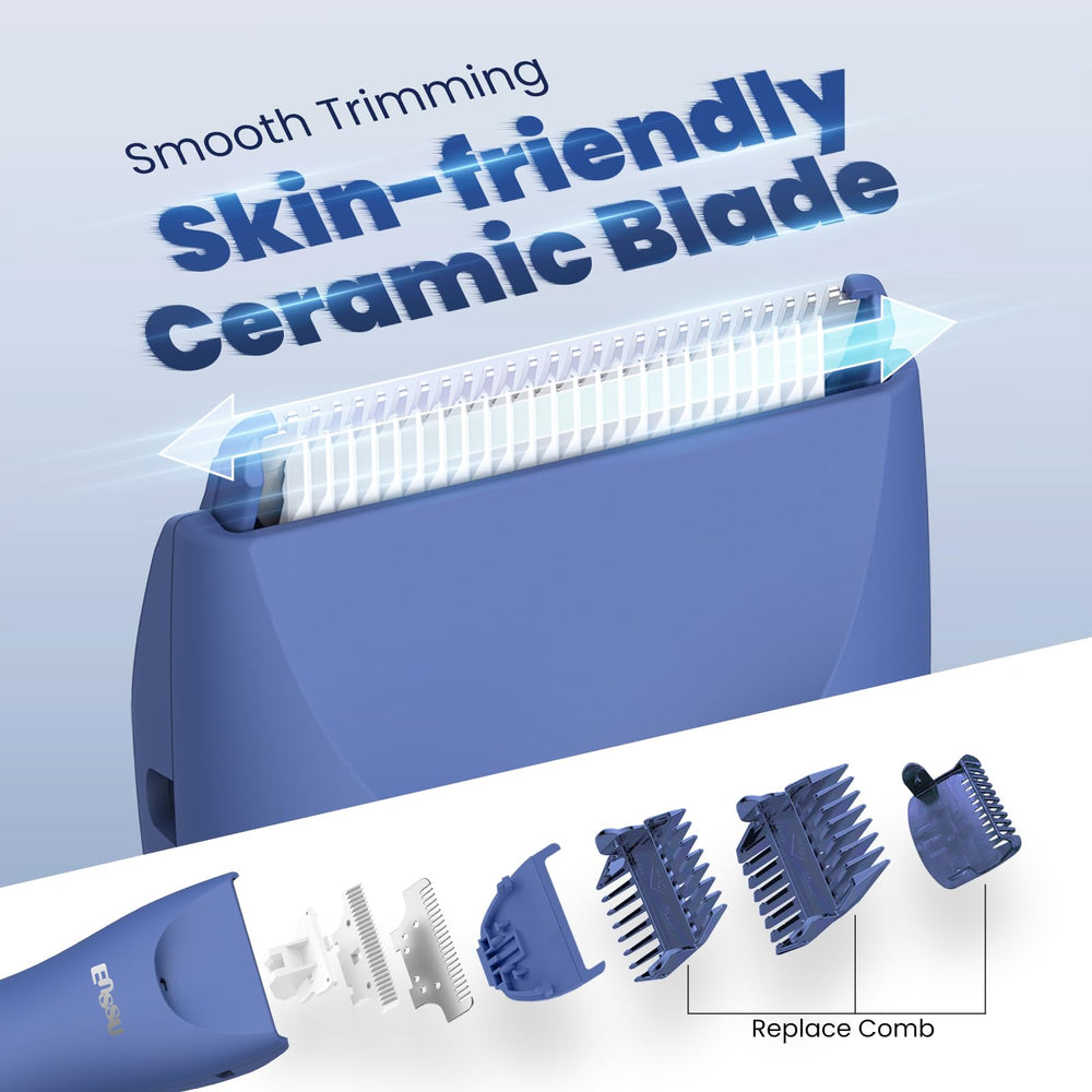 ENSSU Manscape Trimmer in hand demonstrates ergonomic grip for comfortable use.