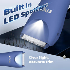 ENSSU Manscape Trimmer LED light aids precise trimming in low light.