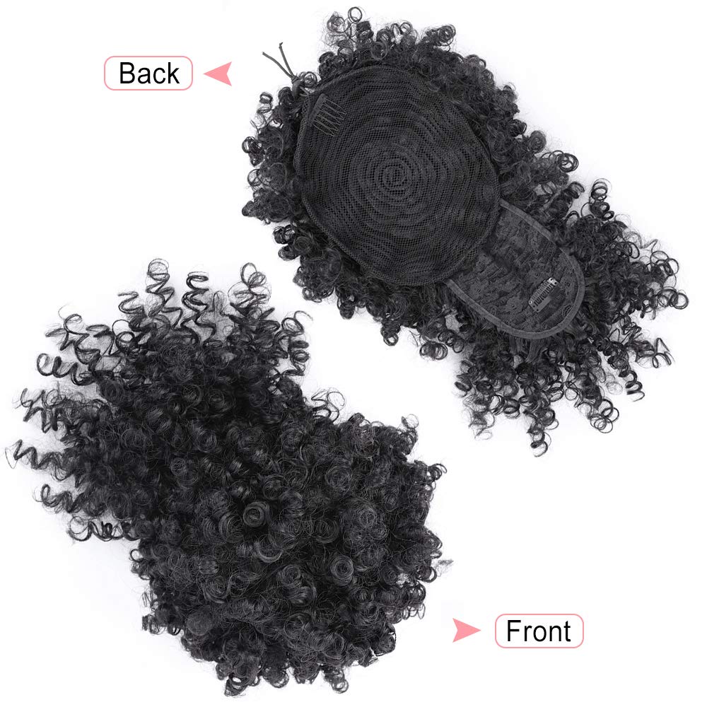 ENTRANCED STYLES drawstring ponytail bangs close-up for quick styling detail