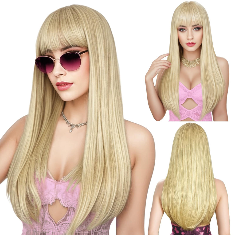 La peluca rubia ENTRANCED STYLES con flequillo frontal para rostro suave