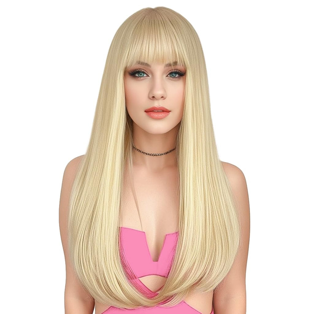 Peluca rubia ENTRANCED STYLES, largo 22 pulgadas con caída elegante