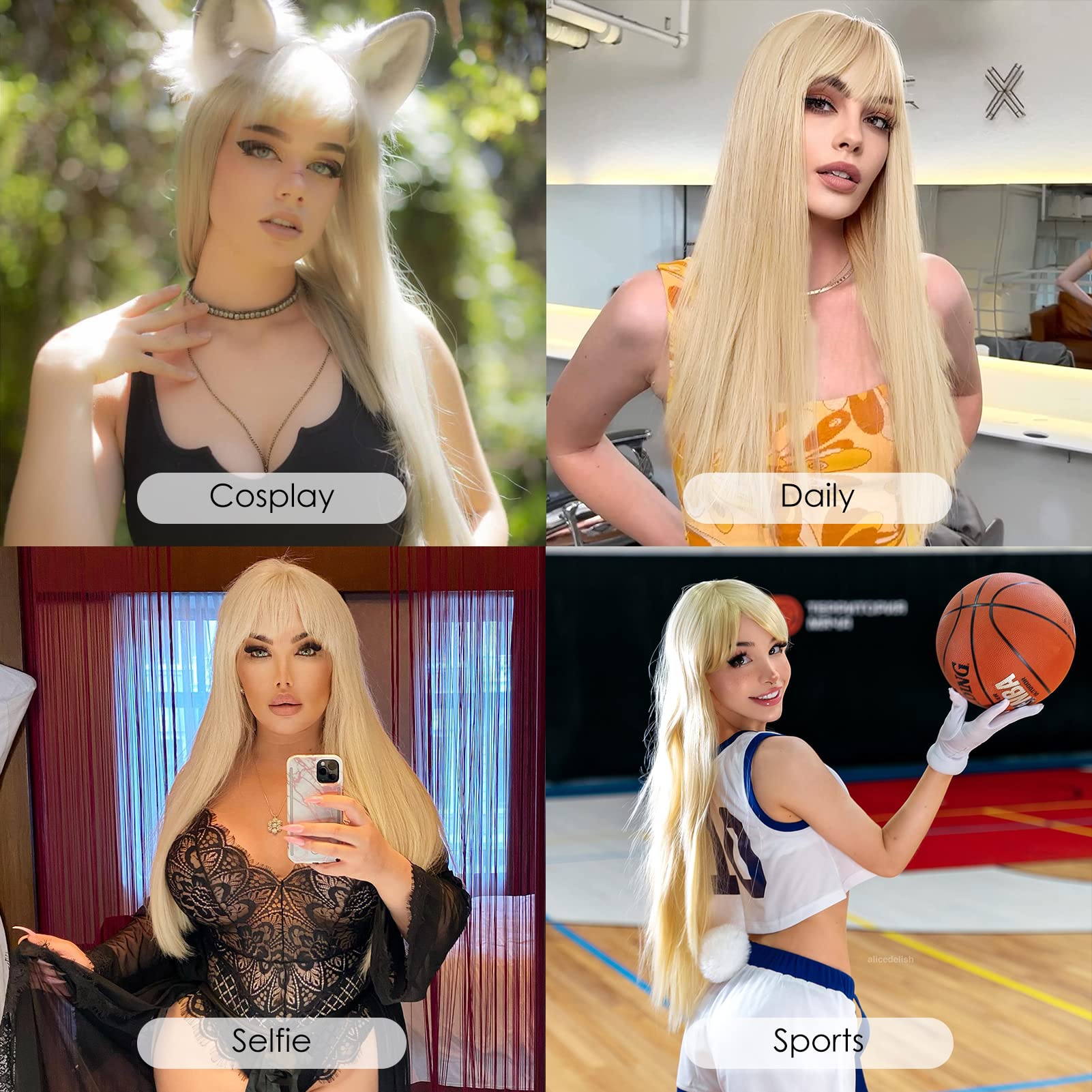 Fácil de peinar ENTRANCED STYLES peluca rubia para uso diario