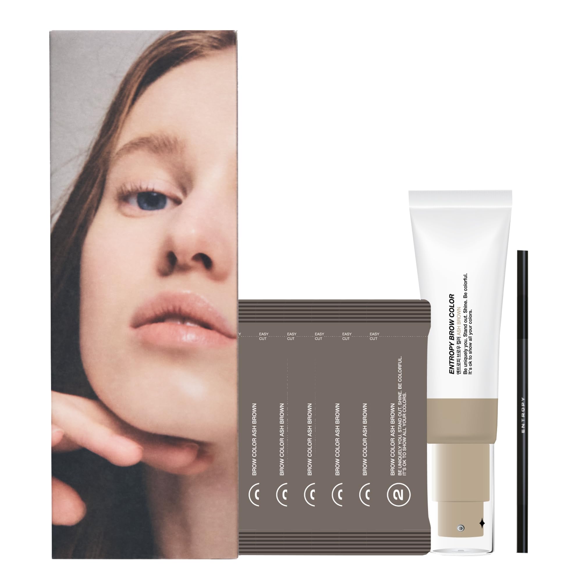 Entropy Make Up brow-color-ash-brown-kit with precise applicator for natural-looking brows.