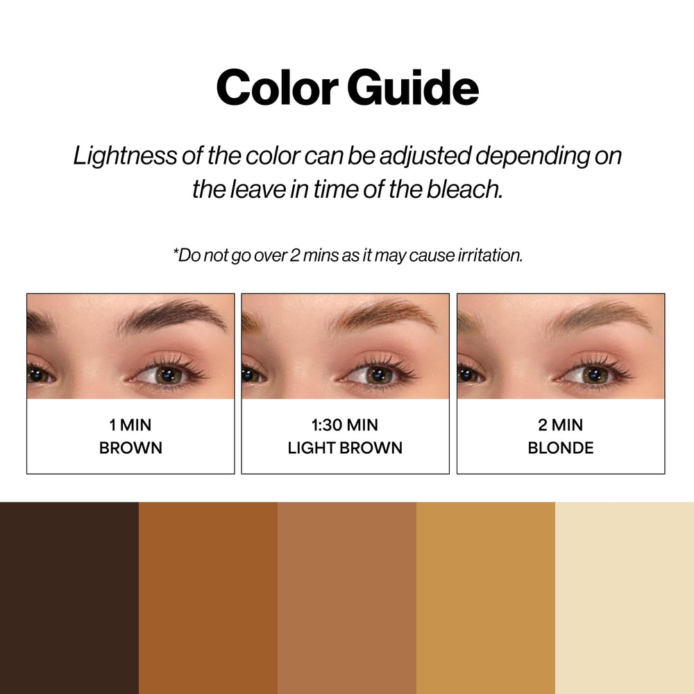 Entropy Makeup Brow Bleach Kit 5-minute application emphasizes fast, precise home lightening