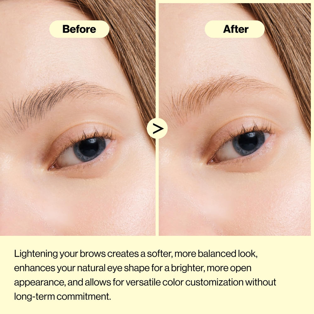 Entropy Makeup Brow Bleach Kit application step demonstrates quick five-minute lightening