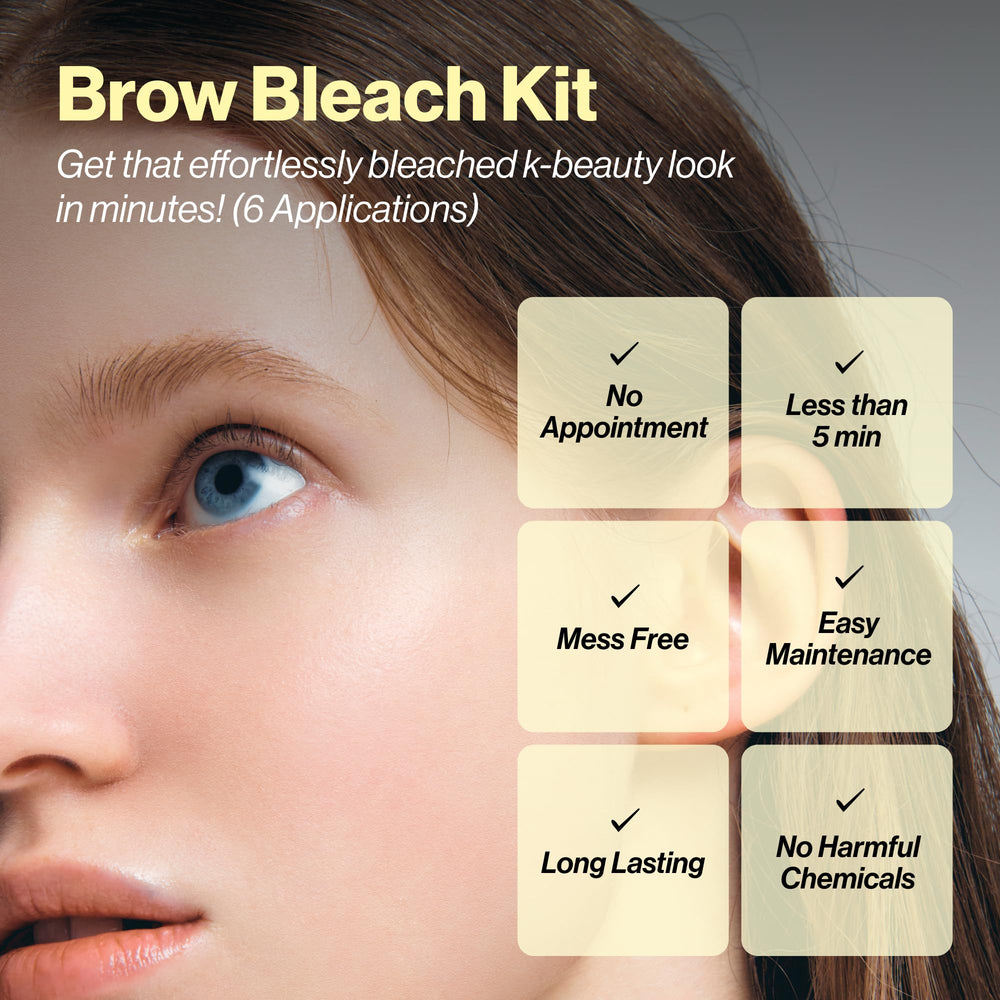 Entropy Makeup Brow Bleach Kit set tray shows all components for six easy applications