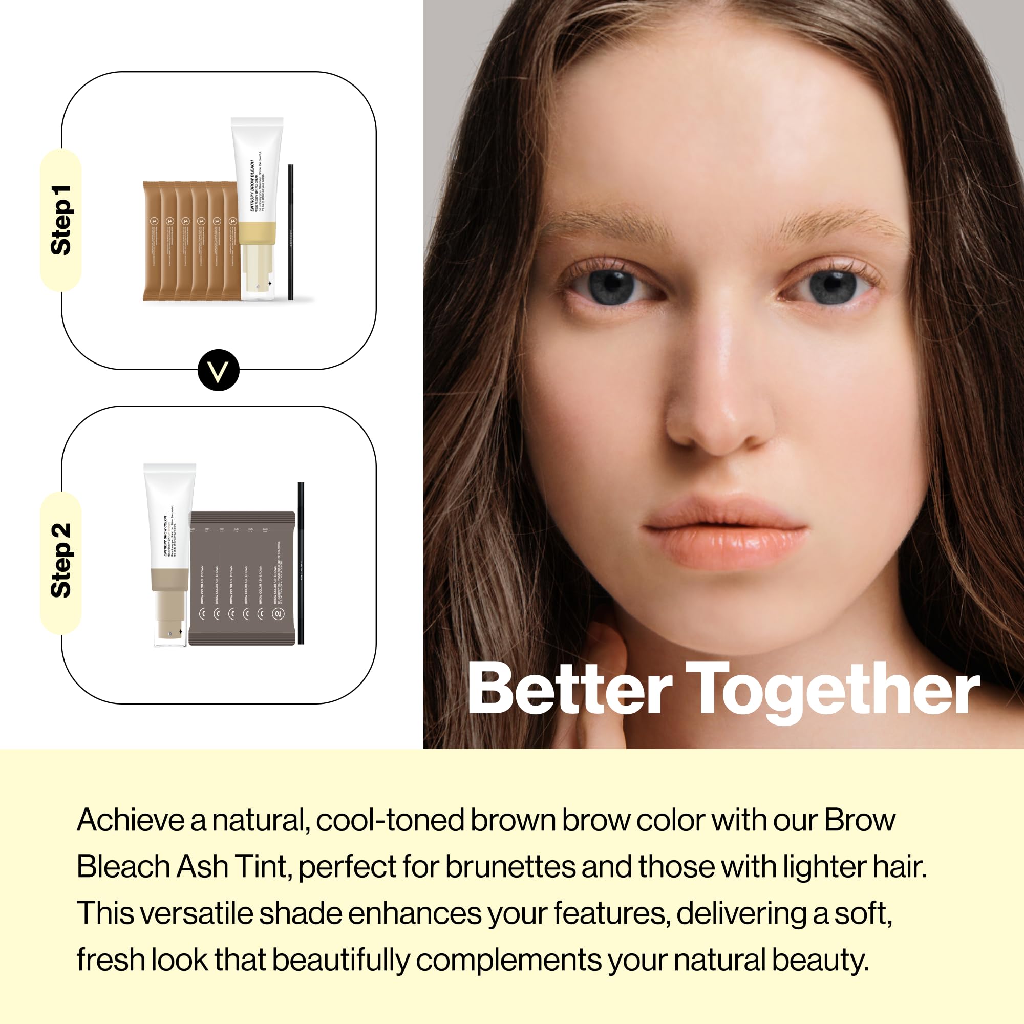 Entropy Makeup Brow Bleach Kit skin close-up highlights gentle, ammonia-free formula