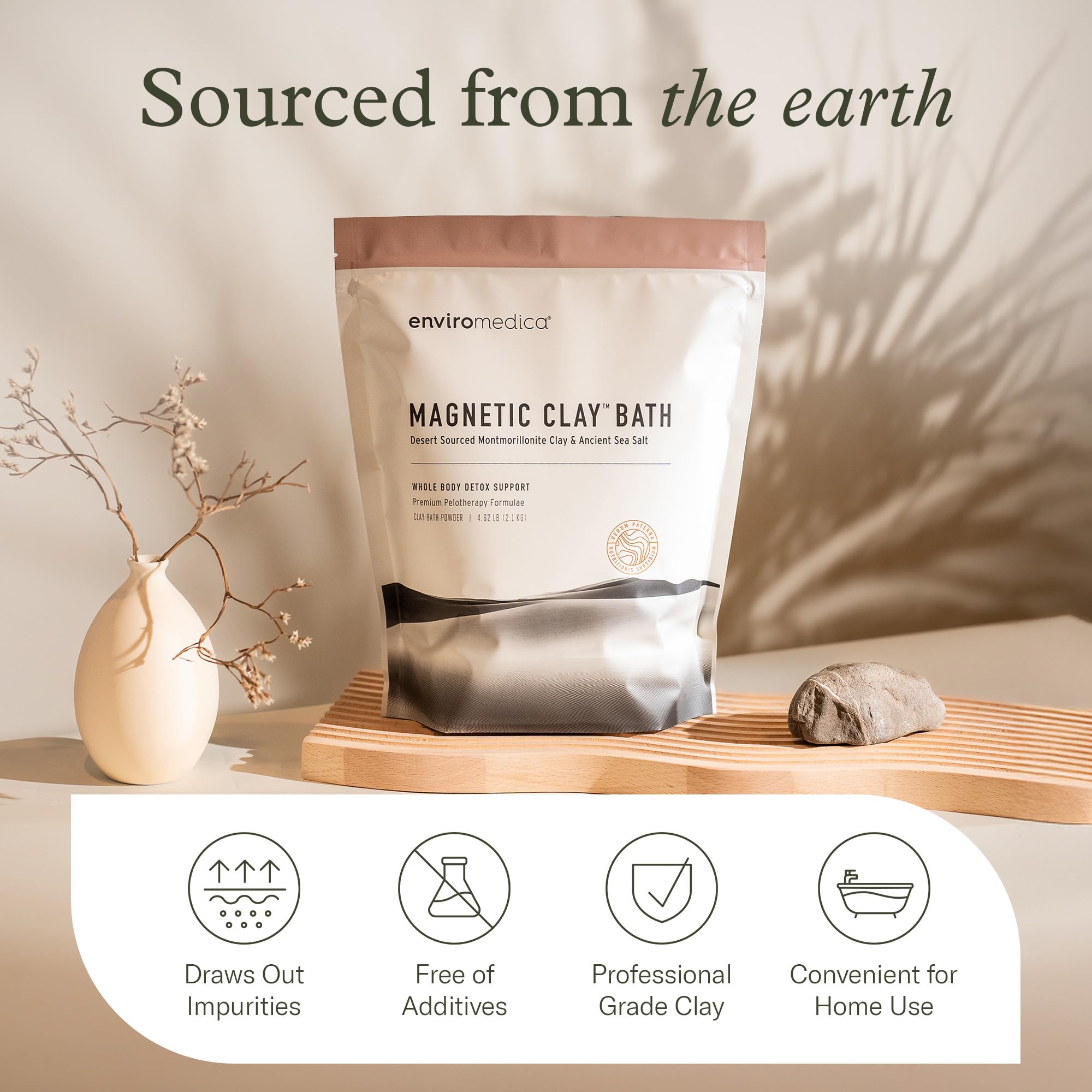 Enviromedica Foot Soak setup demonstrates relaxing foot rejuvenation with bentonite clay.