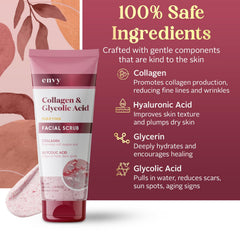 Applying Envy Collagen & Glycolic Scrub for even exfoliation and refreshed complexion