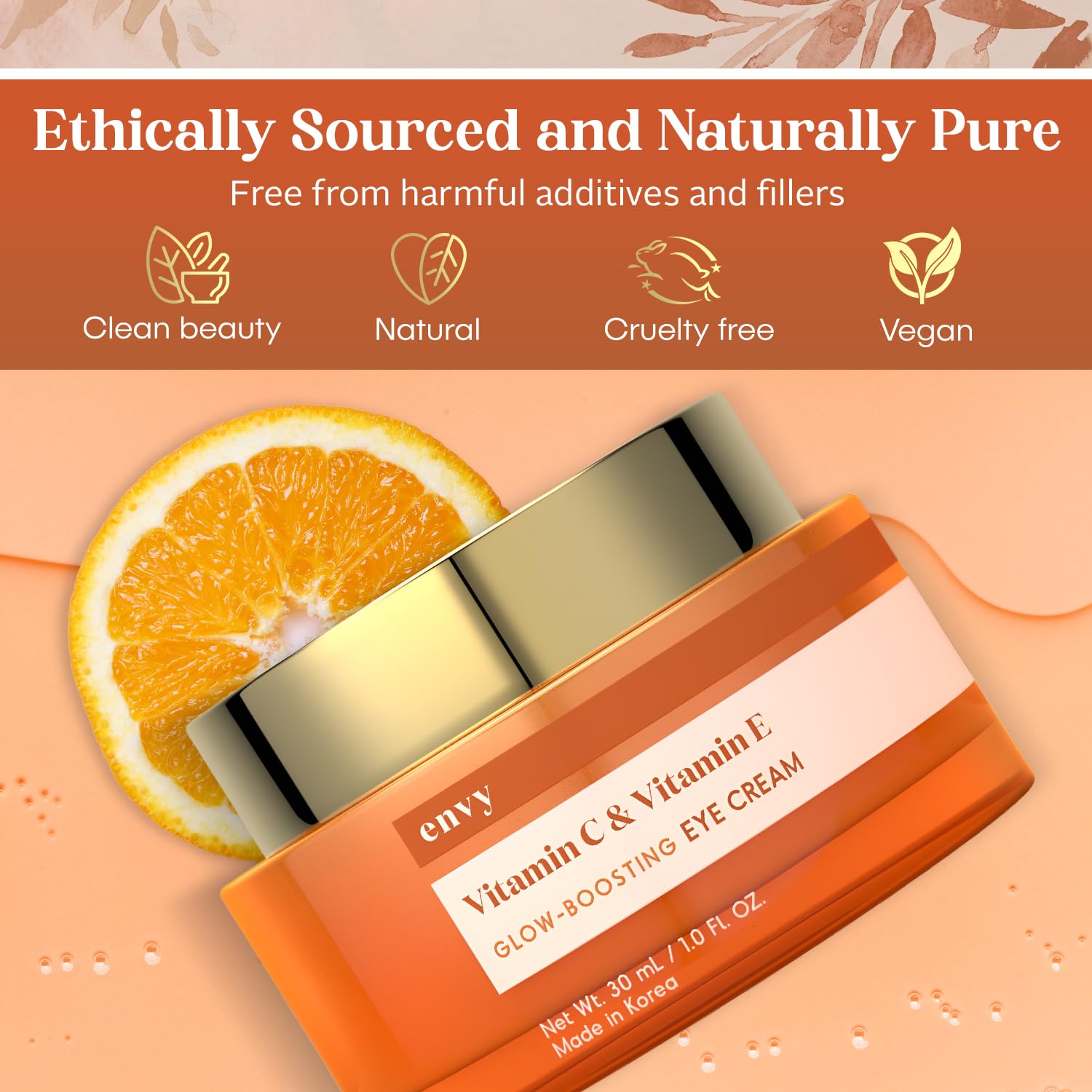 Envy Under Eye Cream before-and-after concept hints at improved look over time.