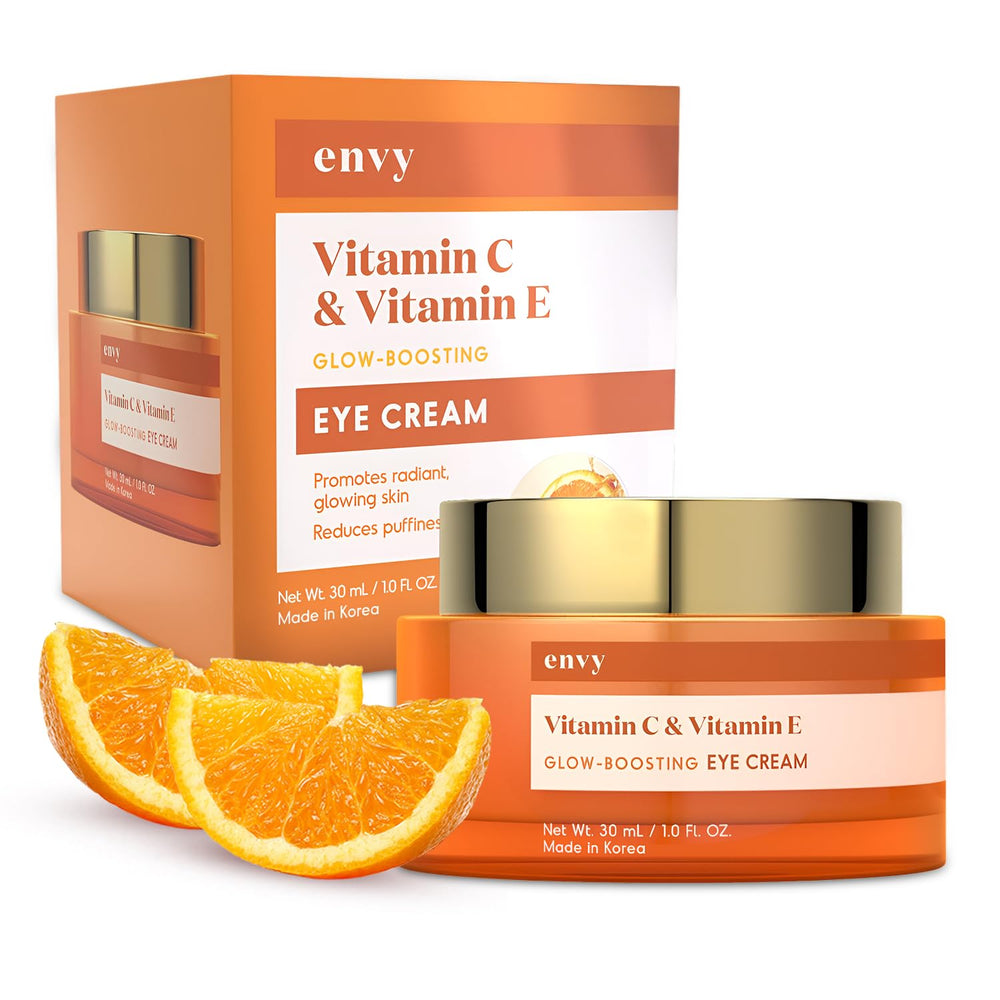 Envy Under Eye Cream packaging highlights premium design and clean ingredients for a refined skincare routine.