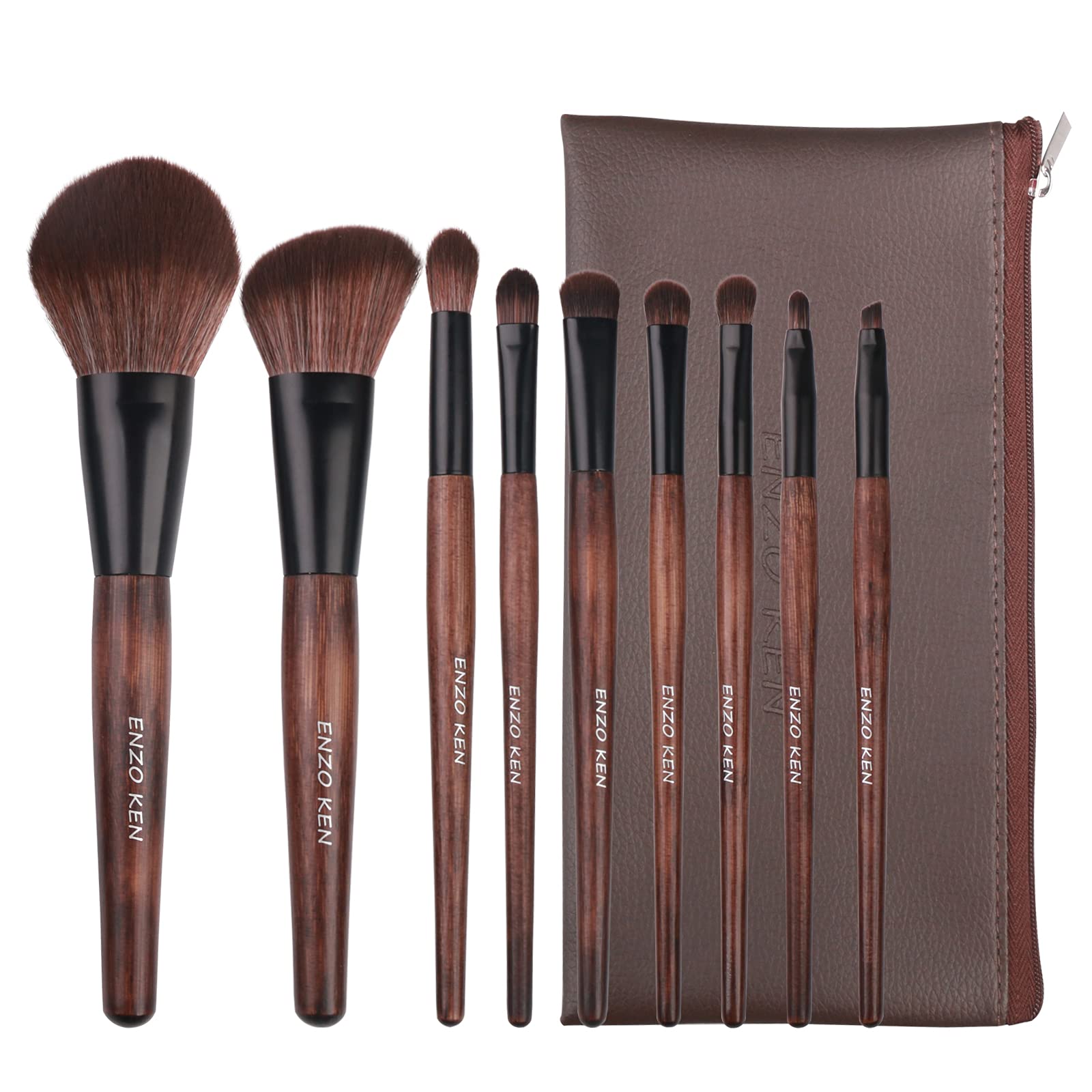 ENZO KEN bamboo-handle brush-set for precise makeup on cheeks and eyes.