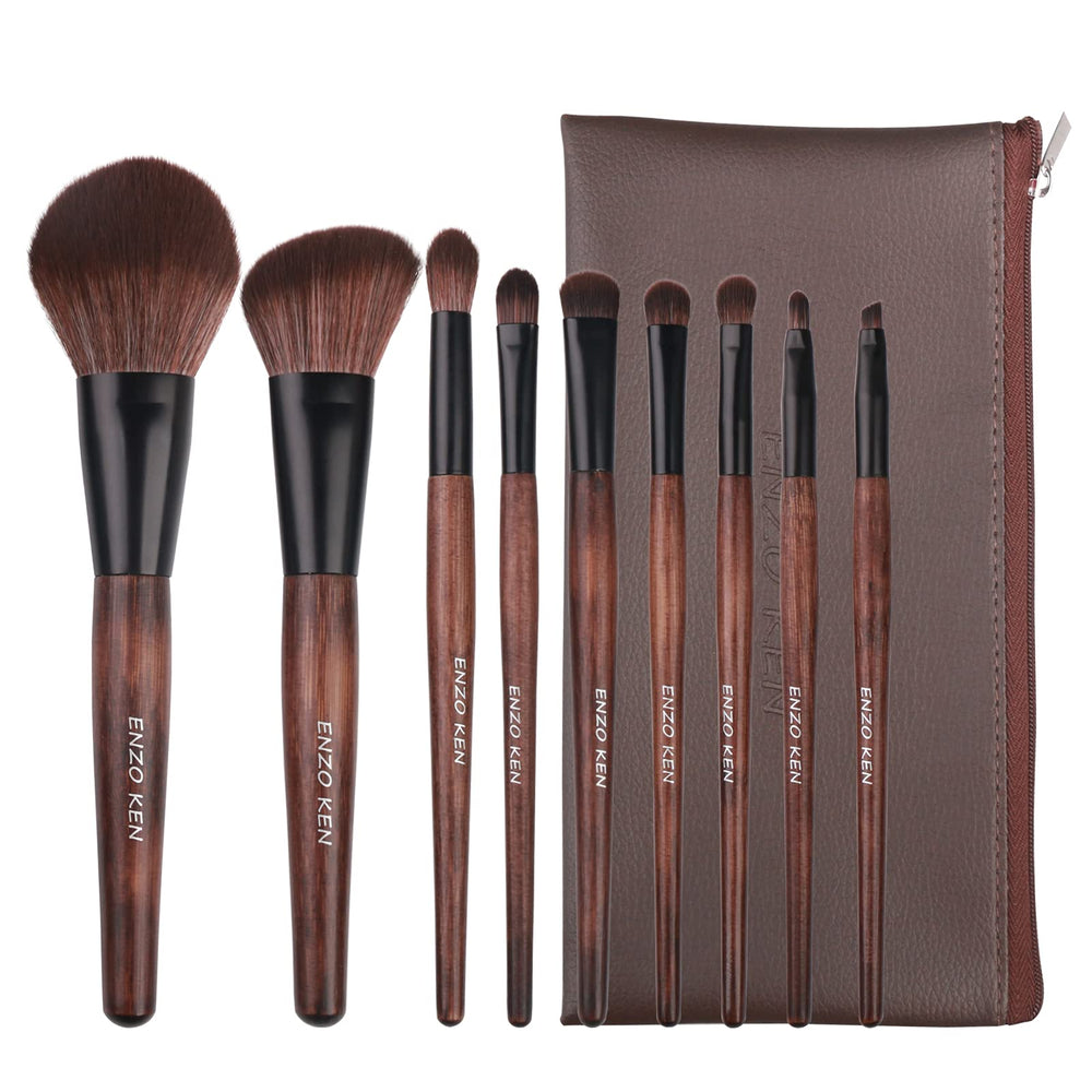ENZO KEN bamboo-handle brush-set for precise makeup on cheeks and eyes.