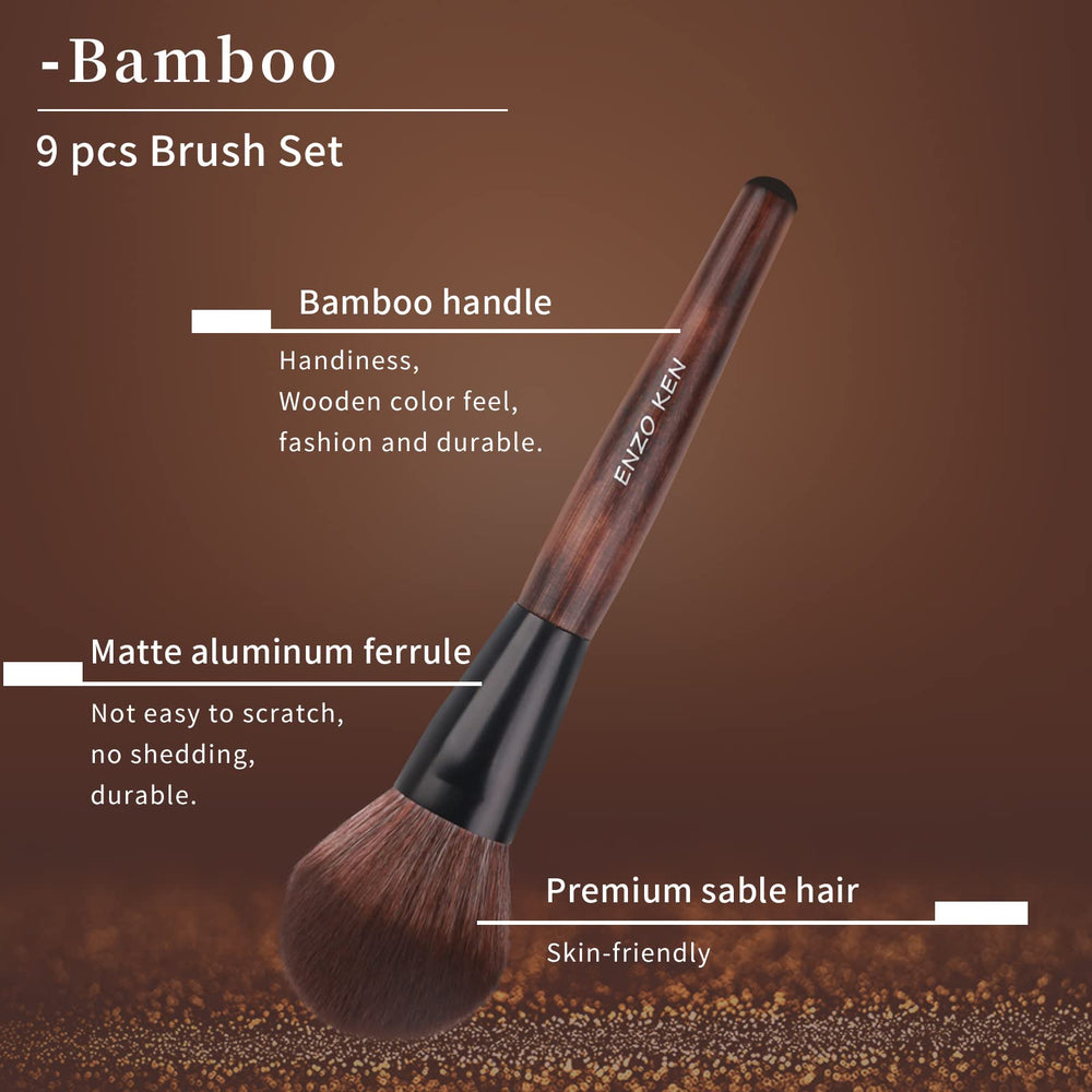 ENZO KEN matte-aluminum ferrule brushes resist scratches and shedding.