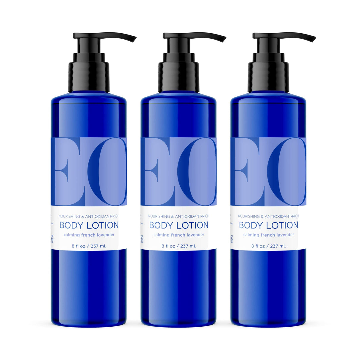 EO French Lavender body lotion bottles with calming aroma for relaxation