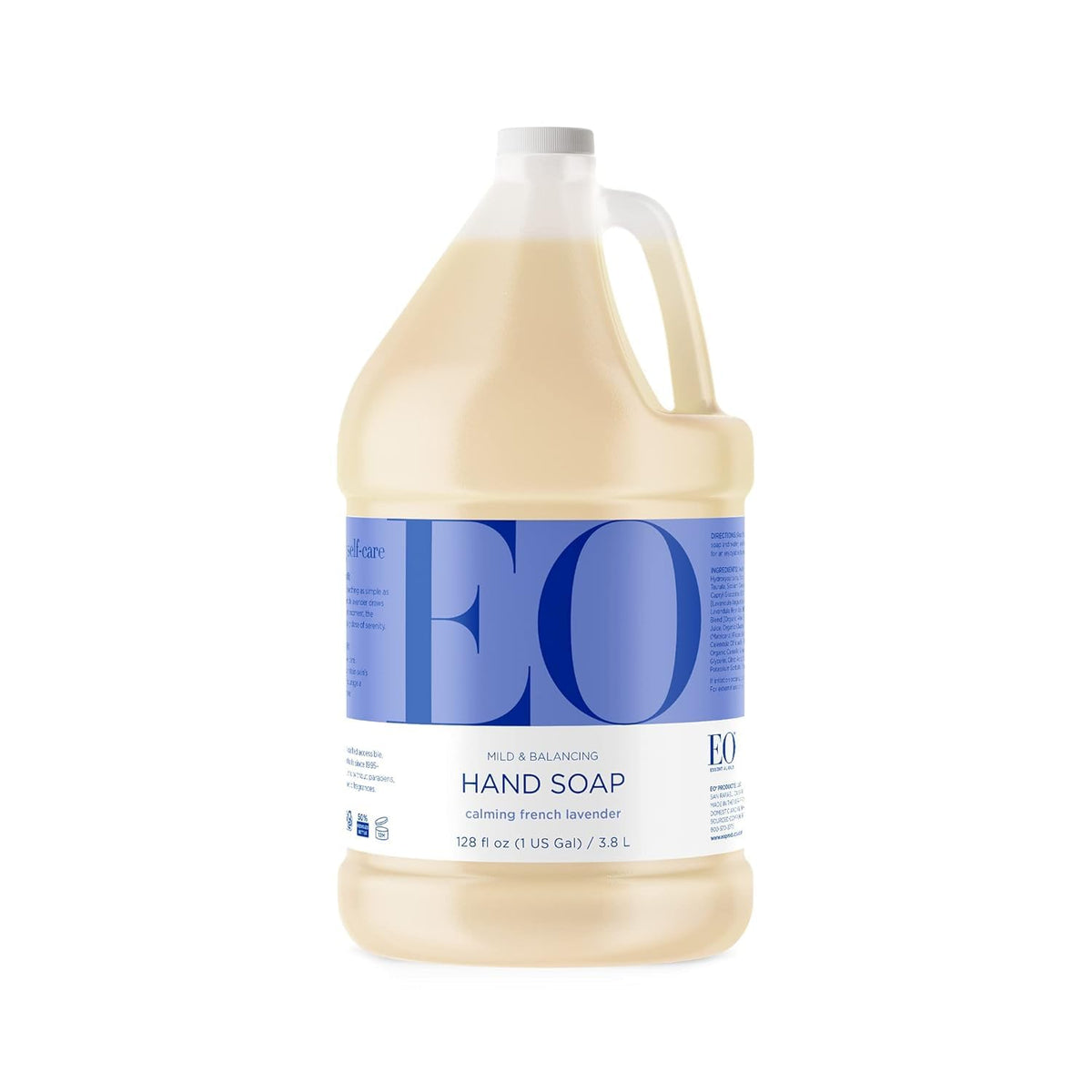 EO French Lavender hand soap bottle closeup with calming aroma.