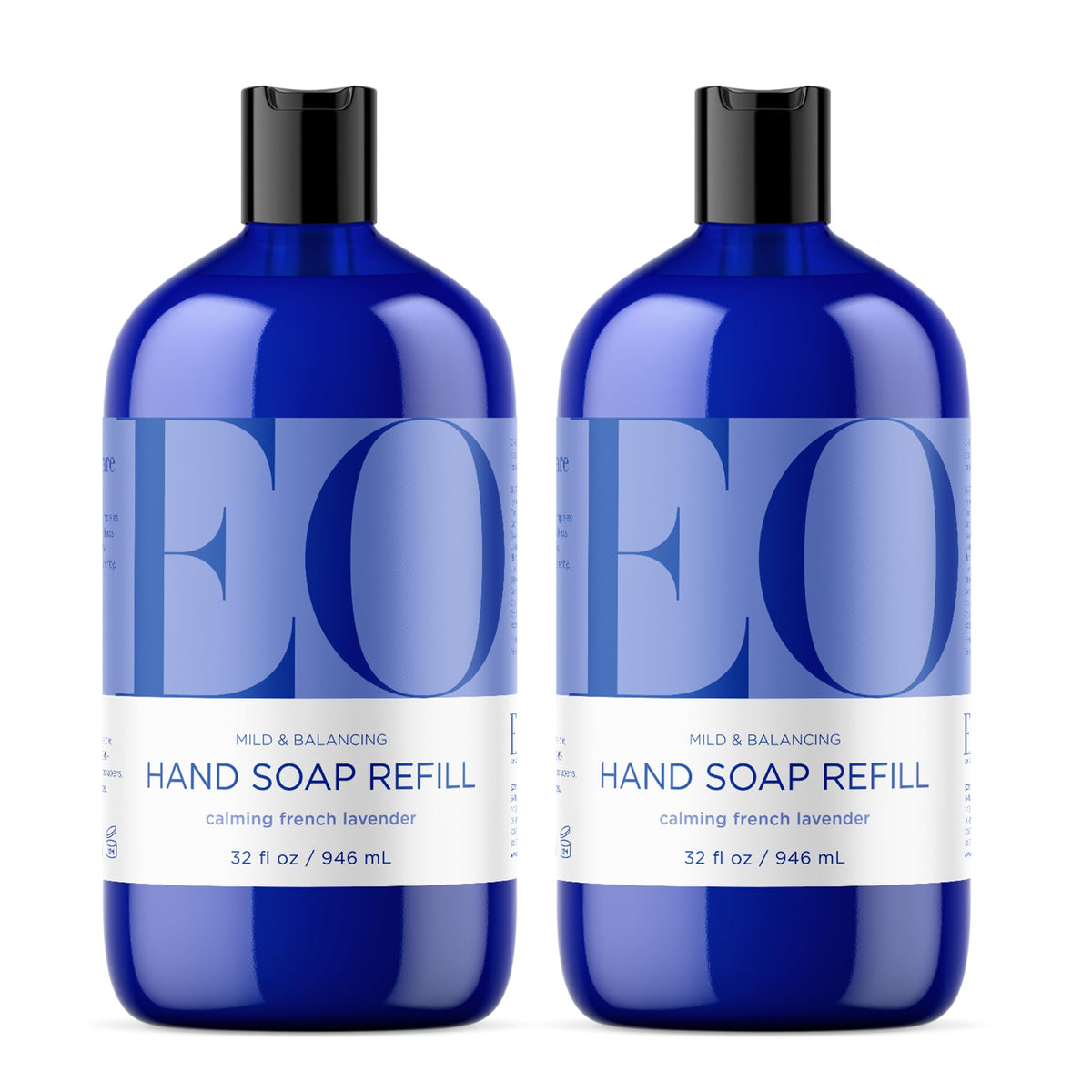 EO French Lavender liquid hand soap bottles ready for refill and daily use