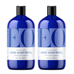 EO French Lavender liquid hand soap bottles ready for refill and daily use