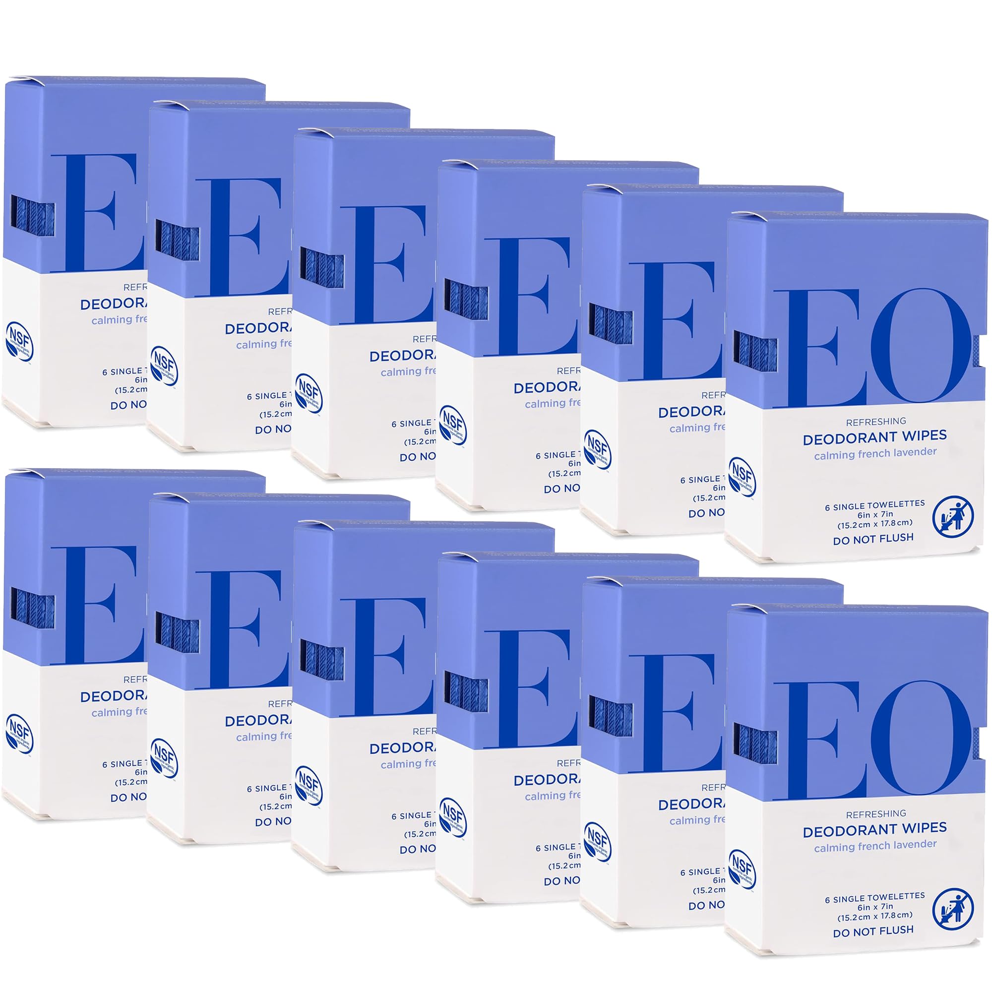 EO natural deodorant wipes French Lavender pack shown for on-the-go freshness.