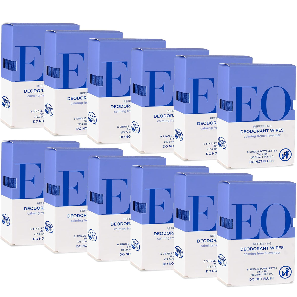 EO natural deodorant wipes French Lavender pack shown for on-the-go freshness.