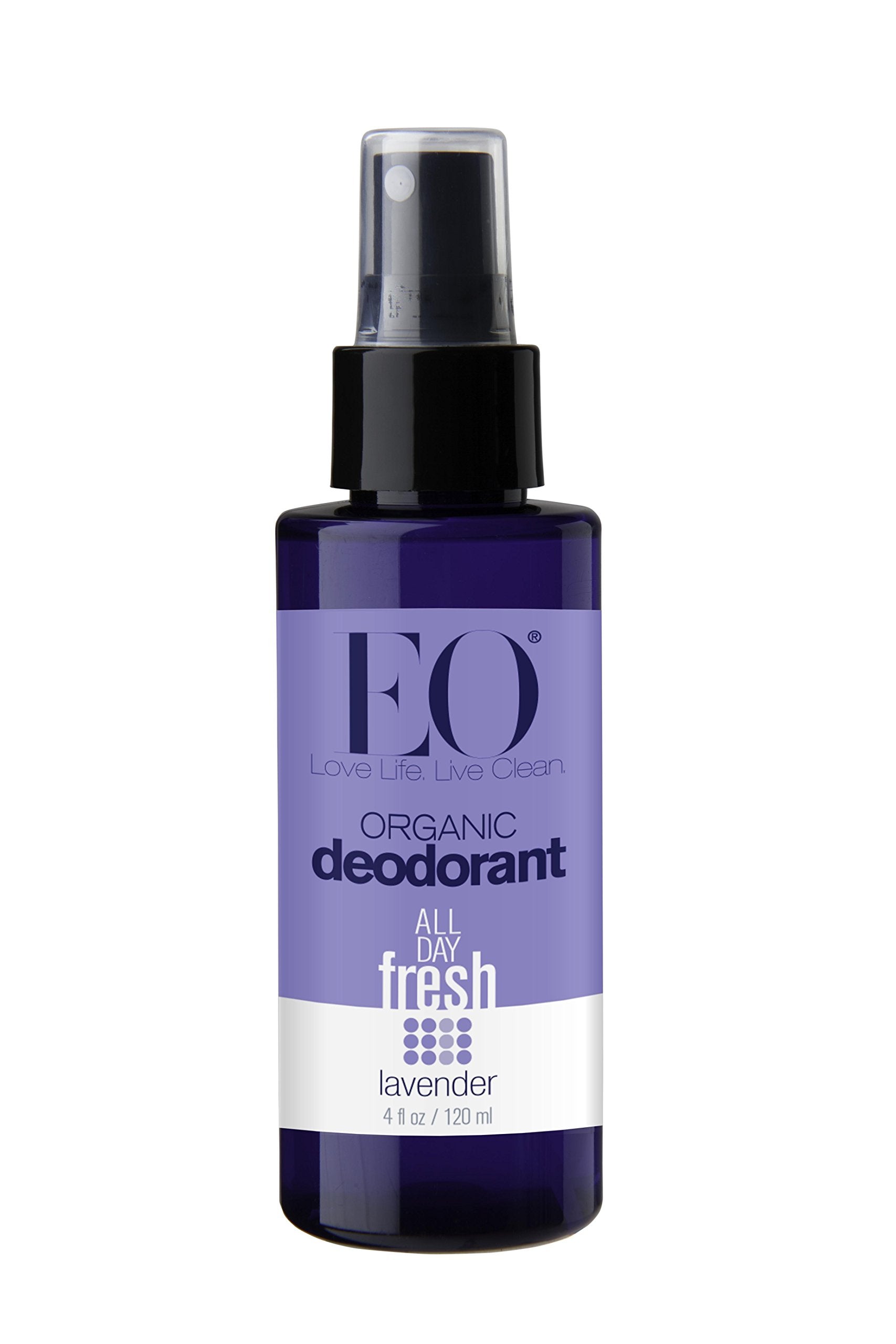 eo organic deodorant spray lavender bottle showcases natural fresh scent for all-day wear