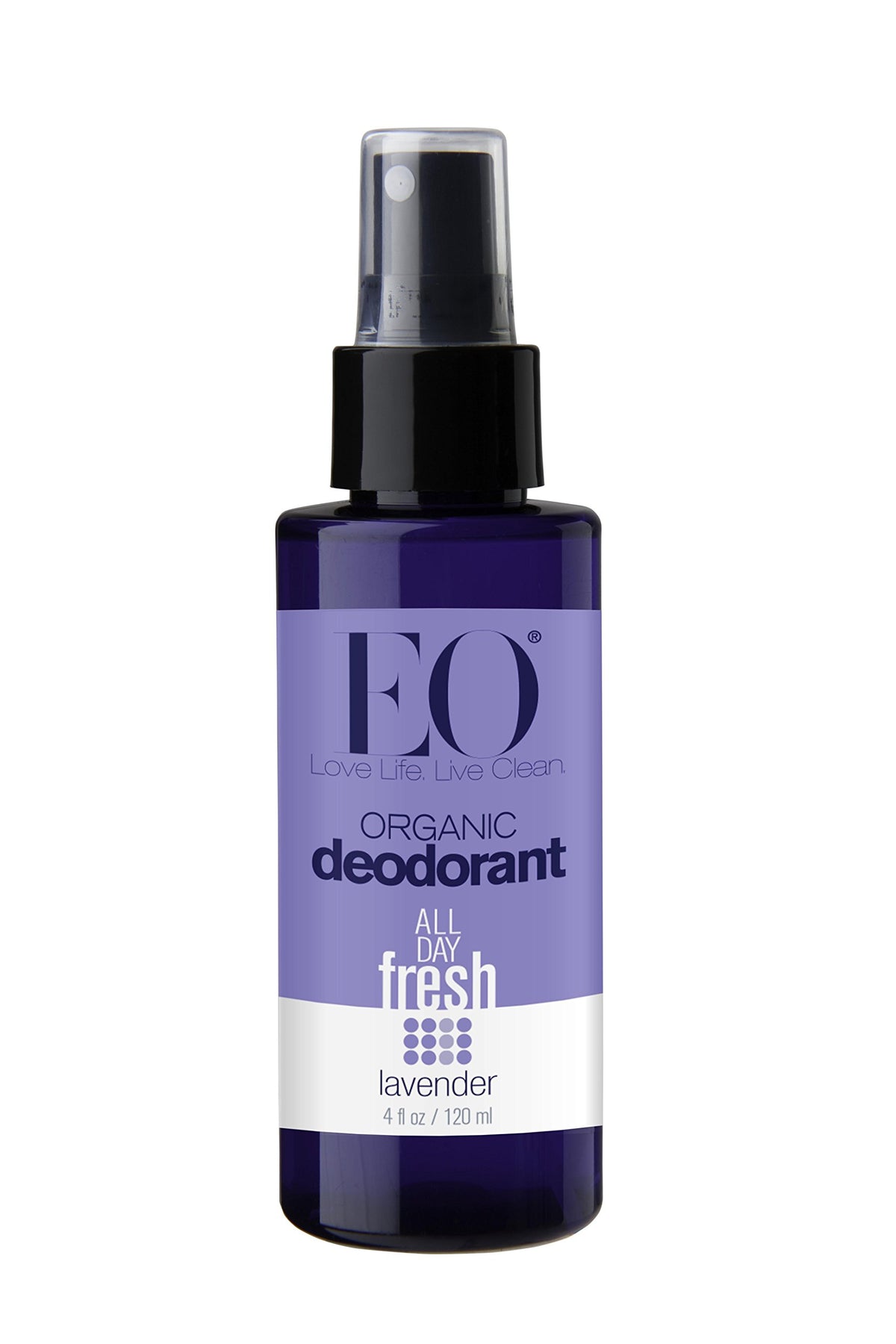 eo organic deodorant spray lavender bottle showcases natural fresh scent for all-day wear