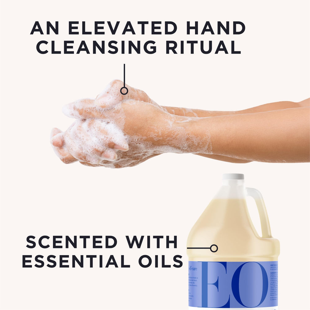 EO organic plant-based cleanser ingredients include aloe, calendula, chamomile, white tea.