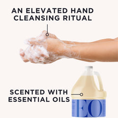 EO organic plant-based cleanser ingredients include aloe, calendula, chamomile, white tea.