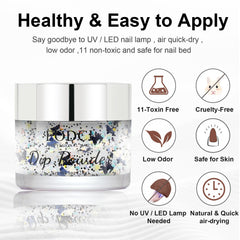 EODCI Butterfly Glitter Silver manicure close-up demonstrates smooth coverage for beginners