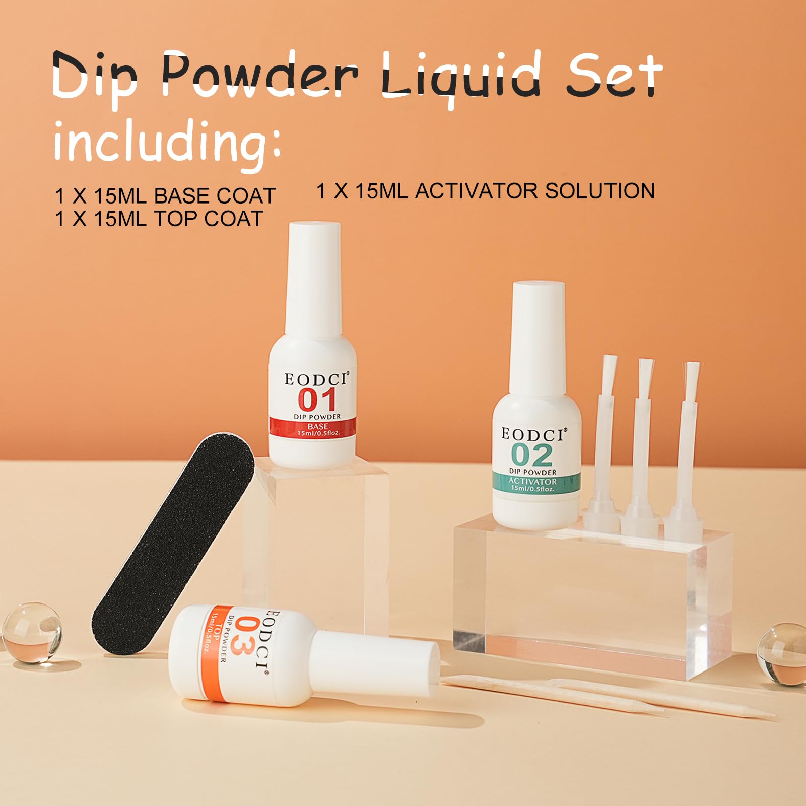 eodci dip liquid top coat provides high shine with scratch resistance for durable looks.