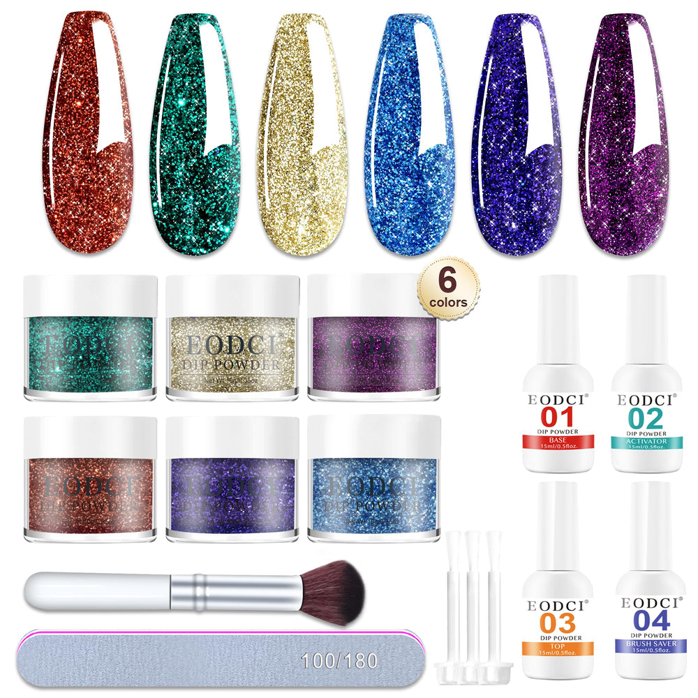 eodci blue starry dip powder for vibrant long-lasting manicure.