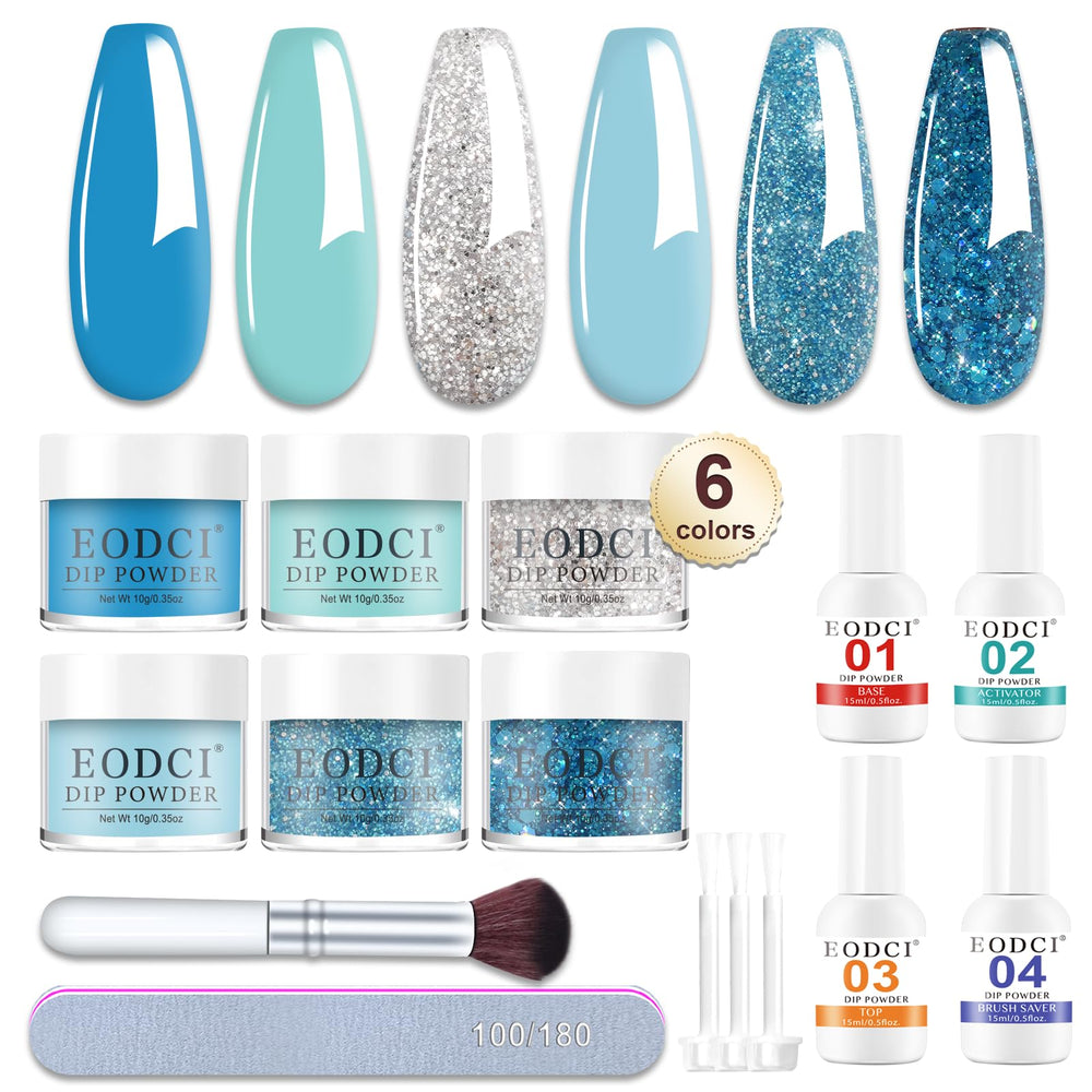 Eodci dip powder kit with six colors swatches for salon-quality at-home manicures