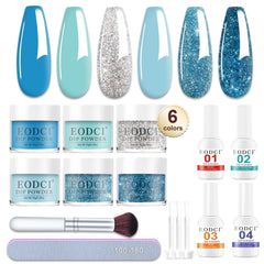 Eodci dip powder kit with six colors swatches for salon-quality at-home manicures