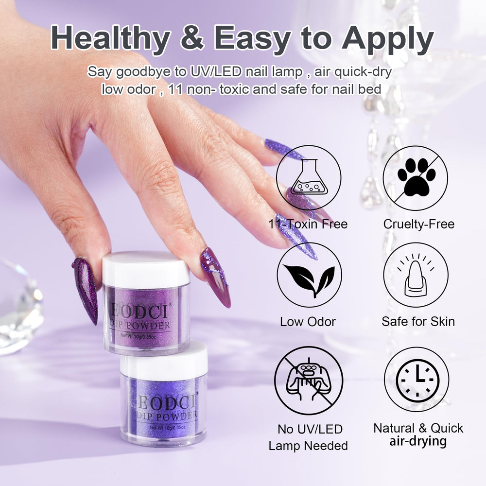 eodci purple dip powder delivers elegant coverage and smooth application.