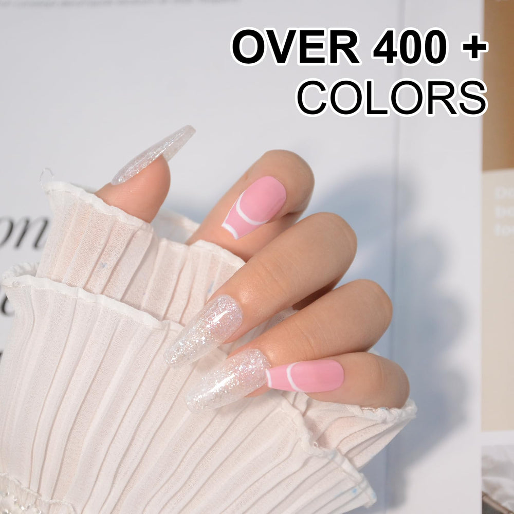 EODCI Glitter White Dip Powder French manicure shot highlights elegant, salon-like finish at home.