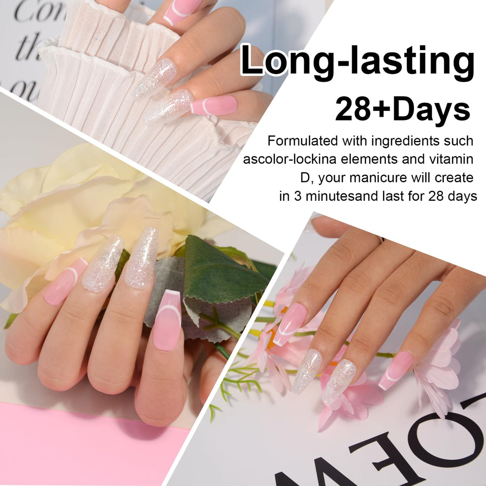 EODCI Glitter White Dip Powder long-lasting effect promises weeks of durable wear.