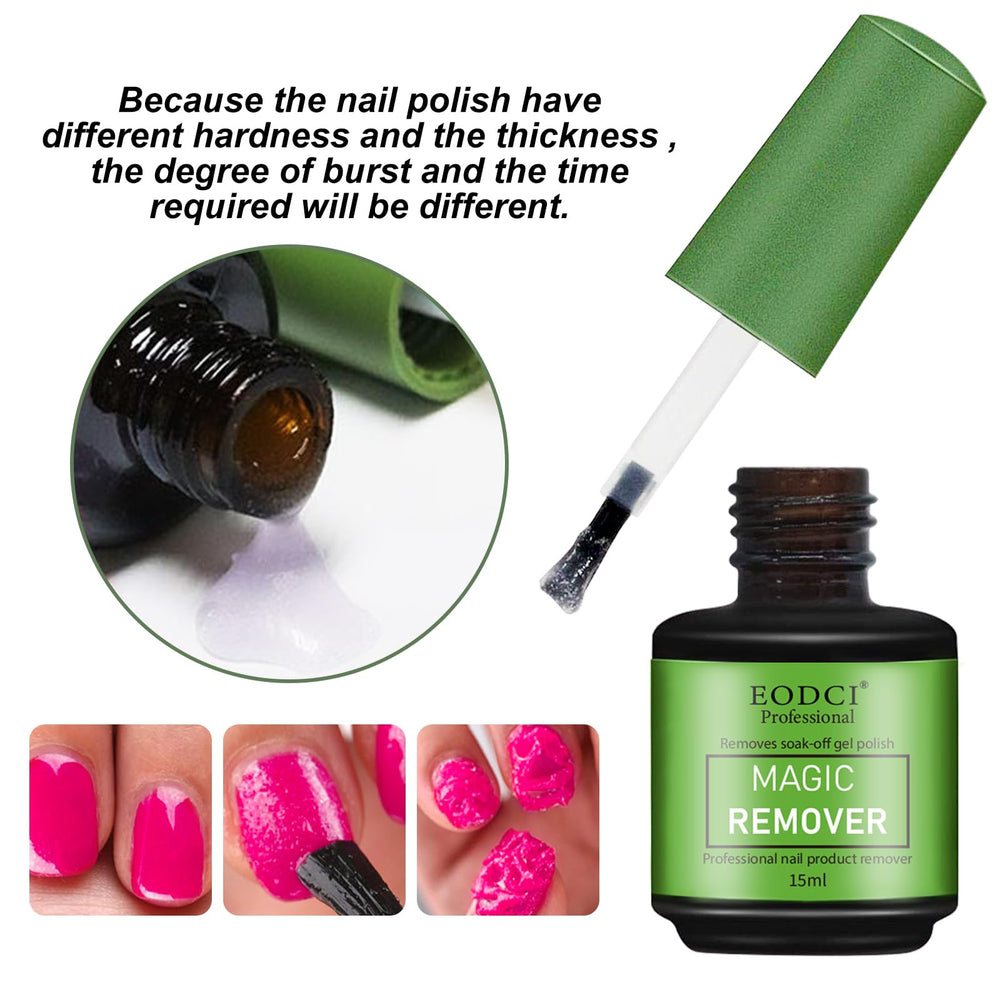 eodci Magic Gel Nail Polish Remover seal-prep image shows proper prep for faster removal.