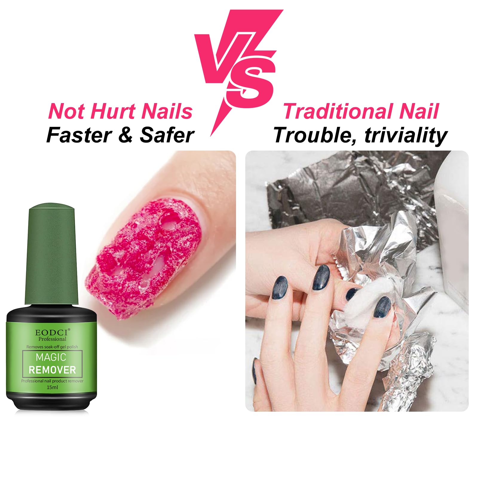 Eodci magic nail polish remover side view packaging emphasizes compact design