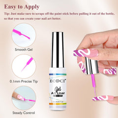eodci Nail Art Liner Set gold bottle adds metallic shimmer to designs