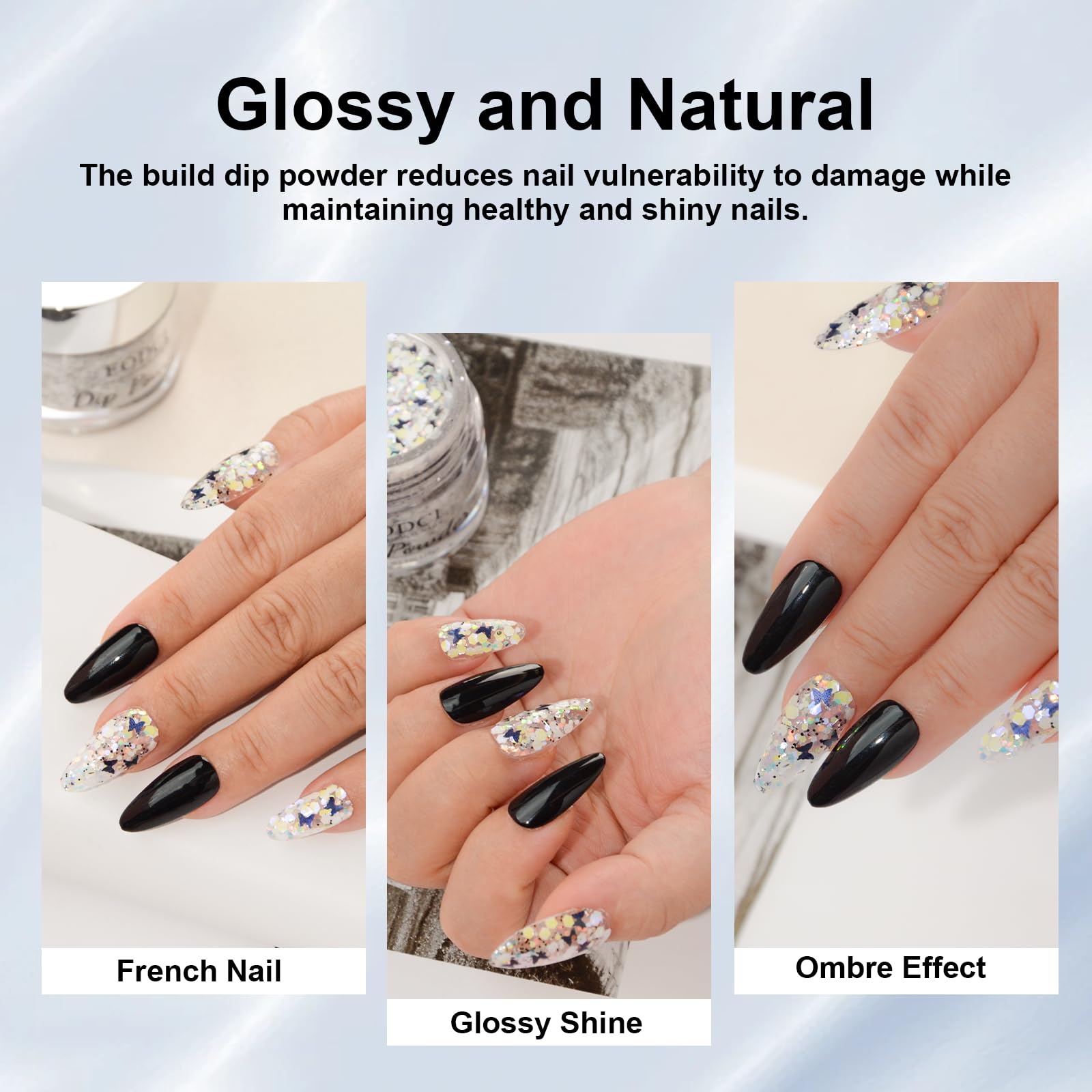 EODCI nail dip powder application two dips close-up illustrates simple, consistent layering