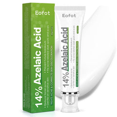Eofot azelaic acid cream bottle demonstrates pore-clearing formula for a calmer complexion.
