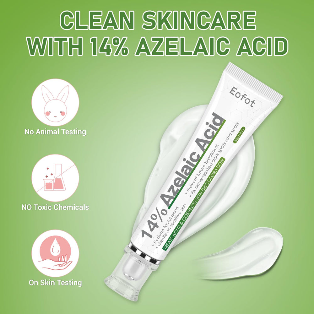 Eofot azelaic acid cream before-after context hints gradual improvement over time.